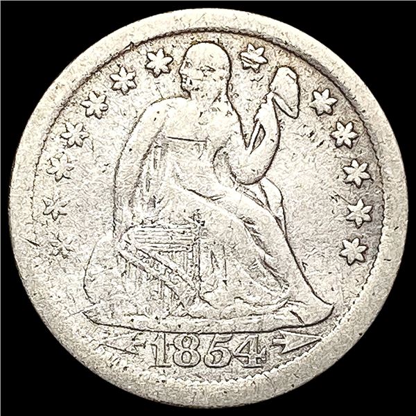 1854-O Arrows Seated Liberty Dime LIGHTLY CIRCULATED