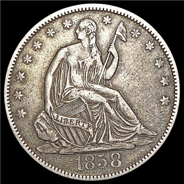 1858 Seated Liberty Half Dollar NEARLY UNCIRCULATED