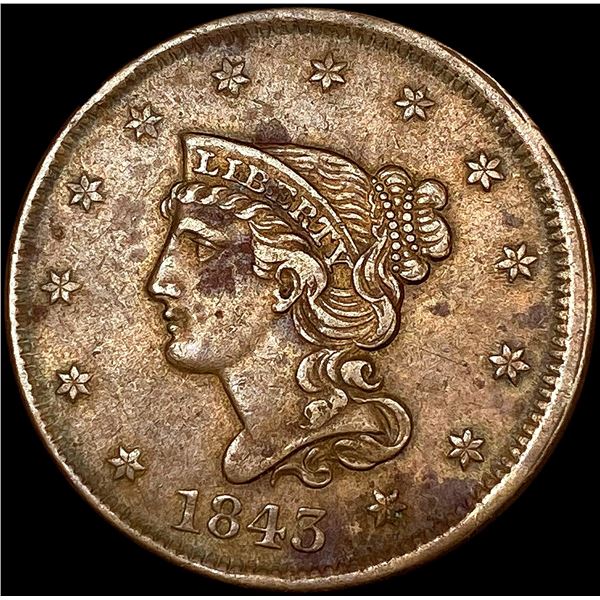 1845 Lg Ltrs Braided Hair Large Cent CLOSELY UNCIRCULATED