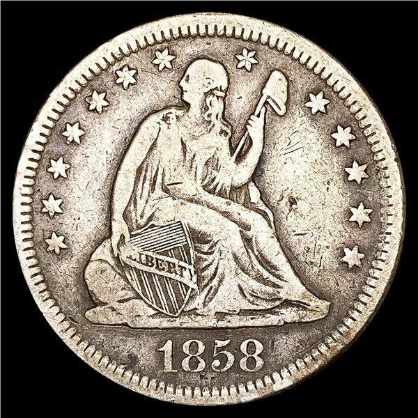1858-O Seated Liberty Quarter NICELY CIRCULATED