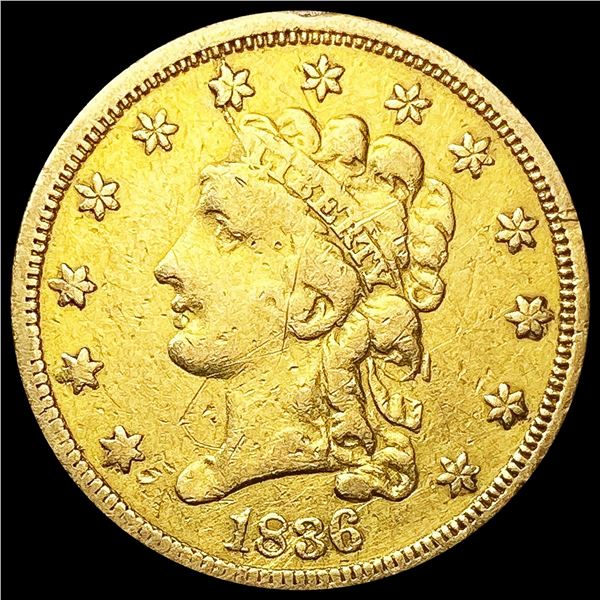 1836 $2.50 Gold Quarter Eagle LIGHTLY CIRCULATED