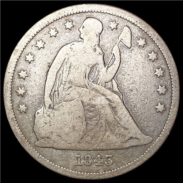 1843 Seated Liberty Dollar NICELY CIRCULATED