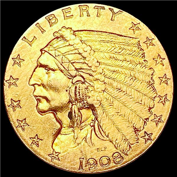 1908 $2.50 Gold Quarter Eagle CLOSELY UNCIRCULATED