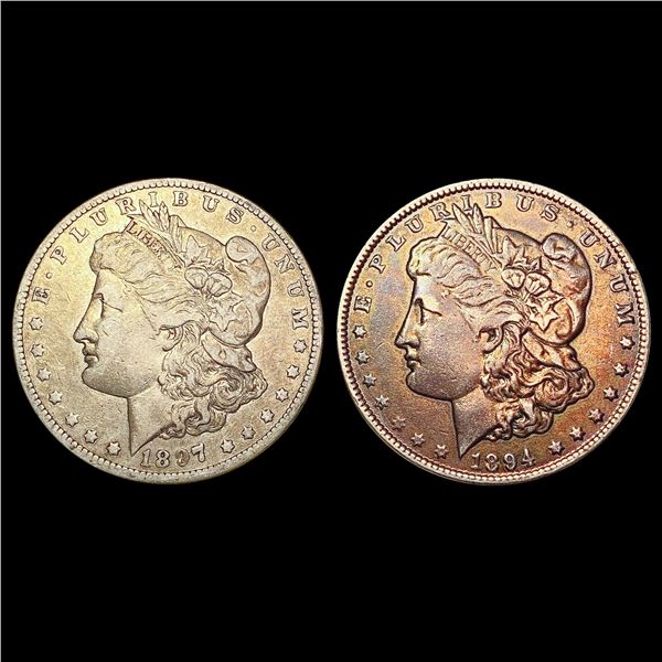1894-O, 1897-O Morgan Silver Dollar Lot [2 Coins] LIGHTLY CIRCULATED