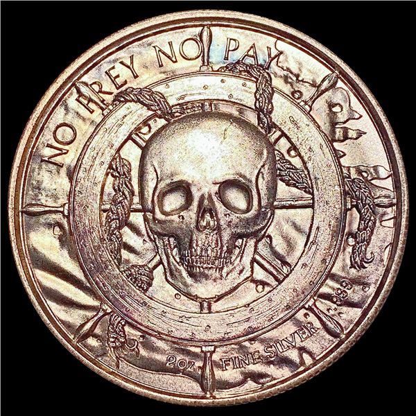 Skull, Pirate Ship 2oz Silver Round UNCIRCULATED