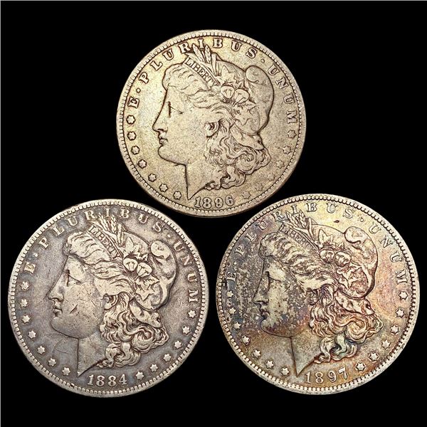 1884-1897 Morgan Silver Dollar Lot [3 Coins] NICELY CIRCULATED