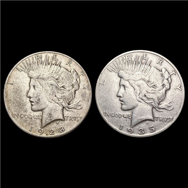 1928-S,1935-S Silver Peace Dollar Lot [2 Coins] HIGH GRADE