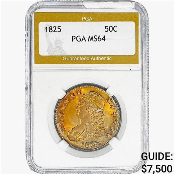 1825 Capped Bust Half Dollar PGA MS64