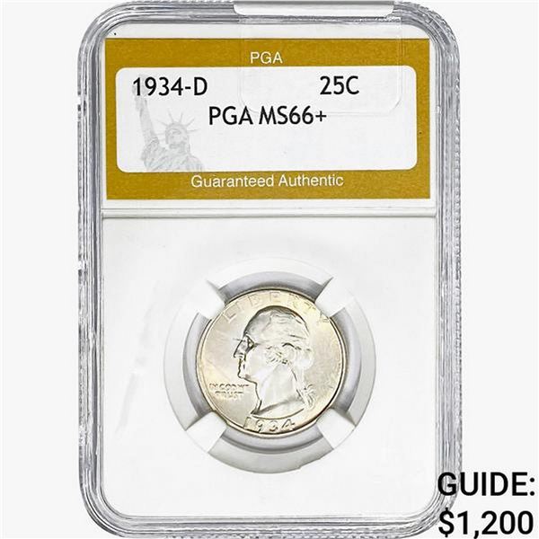 1934-D Washington Silver Quarter PGA MS66+