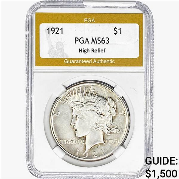 1921 Silver Peace Dollar PGA MS63