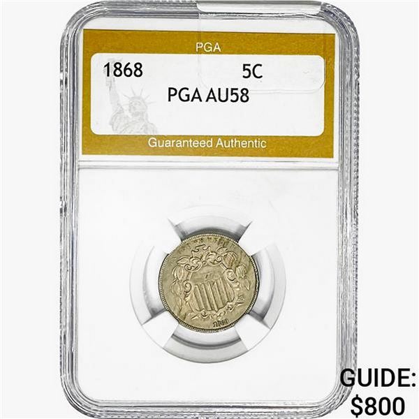 1868 Shield Nickel PGA AU58