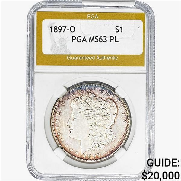 1897-O Morgan Silver Dollar PGA MS63 PL