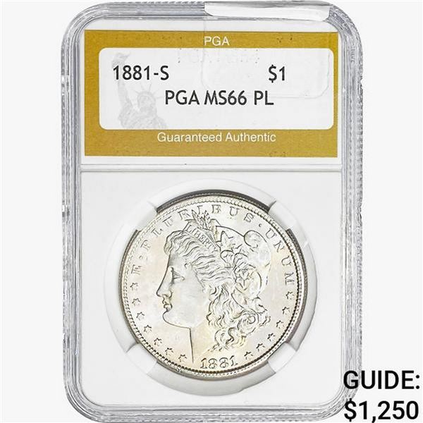 1881-S Morgan Silver Dollar PGA MS66 PL