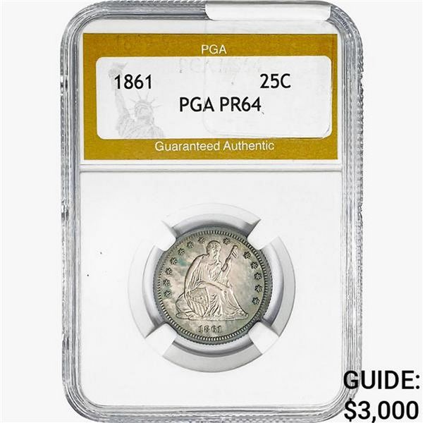 1861 Seated Liberty Quarter PGA PR64