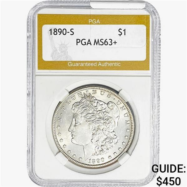 1890-S Morgan Silver Dollar PGA MS63+