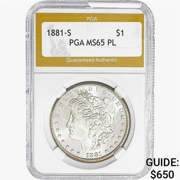 1881-S Morgan Silver Dollar PGA MS65 PL