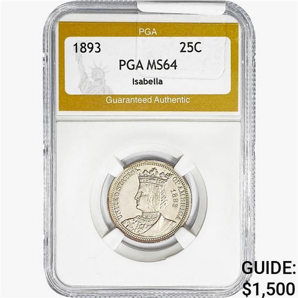 1893 Isabella Silver Quarter PGA MS64