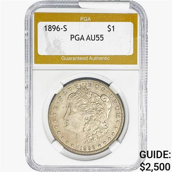 1896-S Morgan Silver Dollar PGA AU55