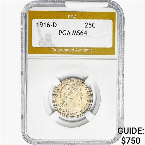 1916-D Barber Quarter PGA MS64