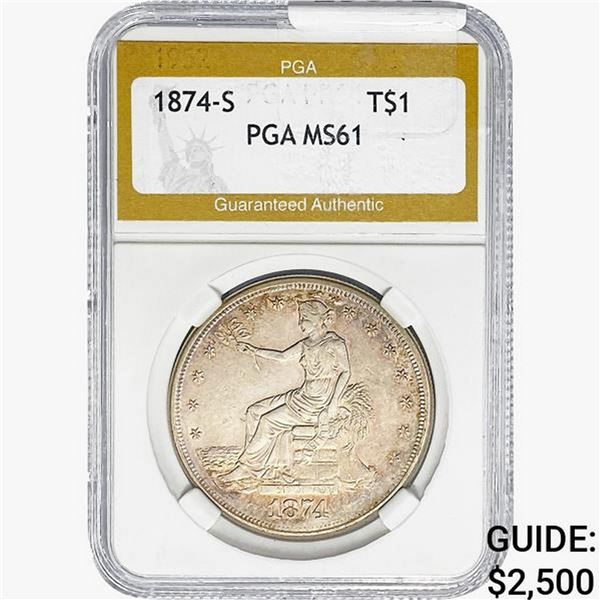 1874-S Silver Trade Dollar PGA MS61