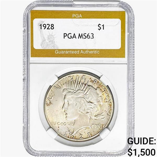 1928 Silver Peace Dollar PGA MS63