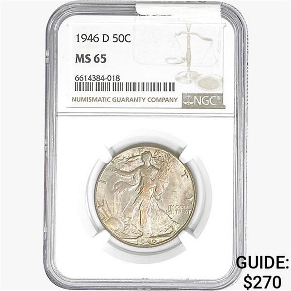 1946-D Walking Liberty Half Dollar NGC MS65