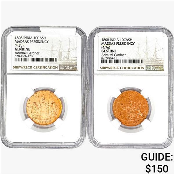 [2]1808 India 10 Cash Madras Presidency NGC Genuine