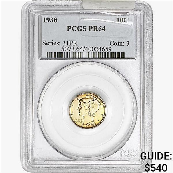1938 Mercury Silver Dime PCGS PR64