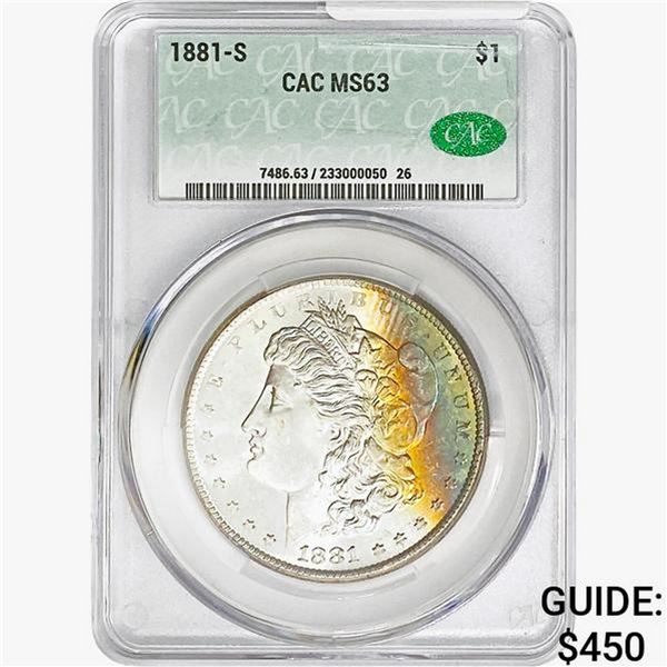 1881-S Morgan Silver Dollar CAC MS63