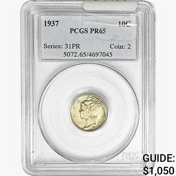 1937 Mercury Silver Dime PCGS PR65