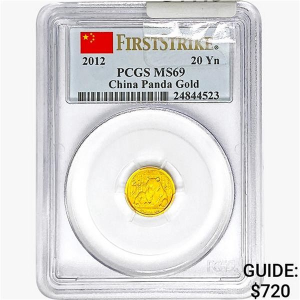2012 1/20oz Gold China Panda 20 Yn PCGS MS69
