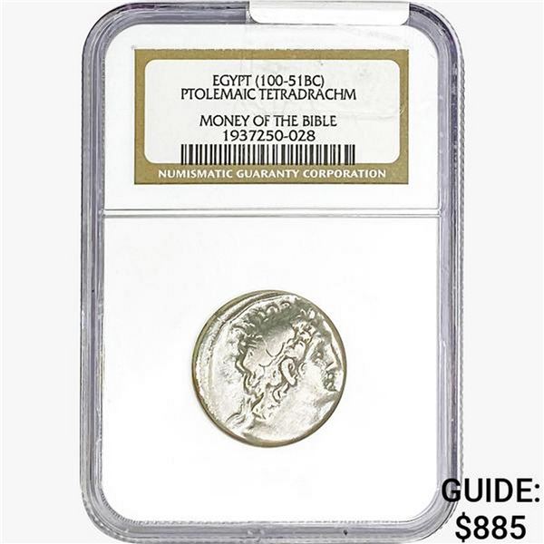 100-51 BC Egypt Ptolemaic Tetradrachm NGC