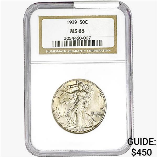 1939 Walking Liberty Half Dollar NGC MS65