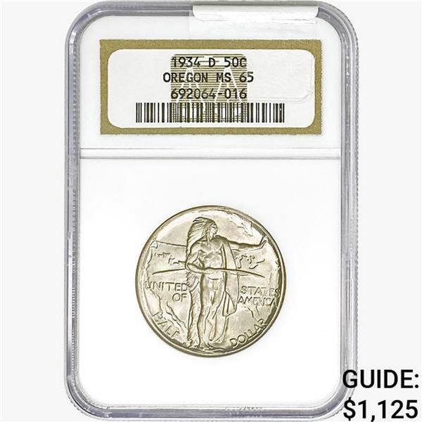 1934-D Oregon Trail Half Dollar NGC MS65