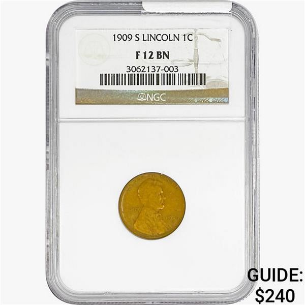 1909-S Wheat Cent NGC F12 BN