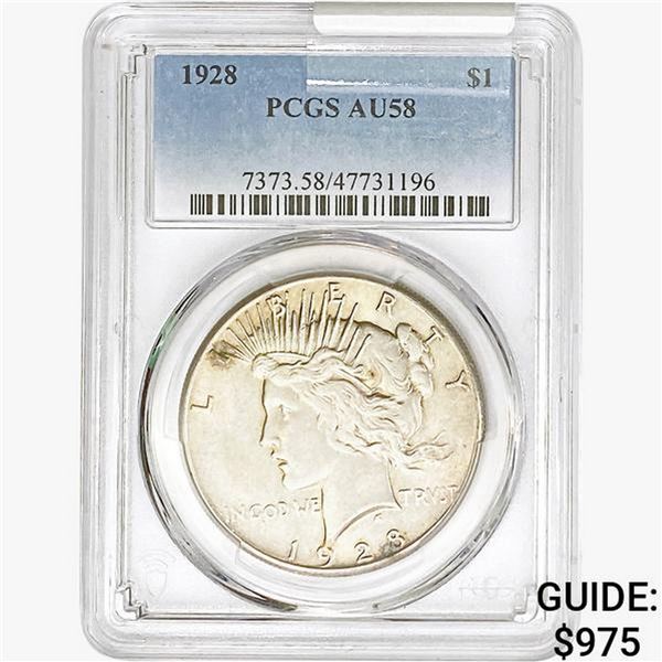 1928 Silver Peace Dollar PCGS AU58