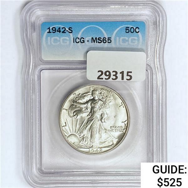 1942-S Walking Liberty Half Dollar ICG MS65
