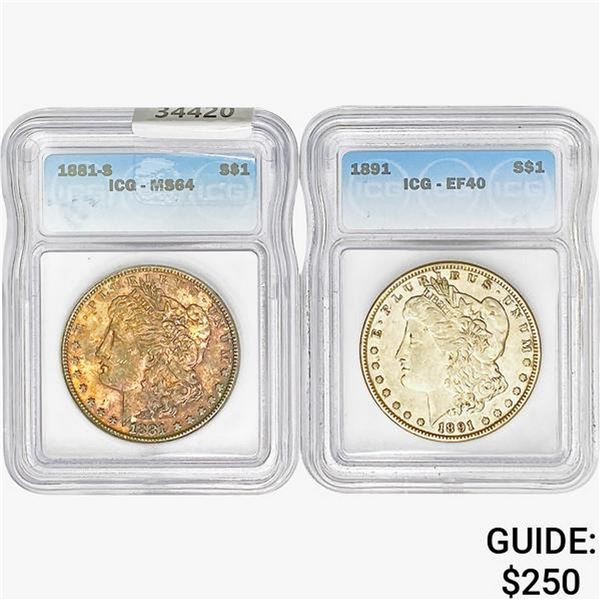 [2]1881-1891 Morgan Silver Dollar ICG EF/MS40-64