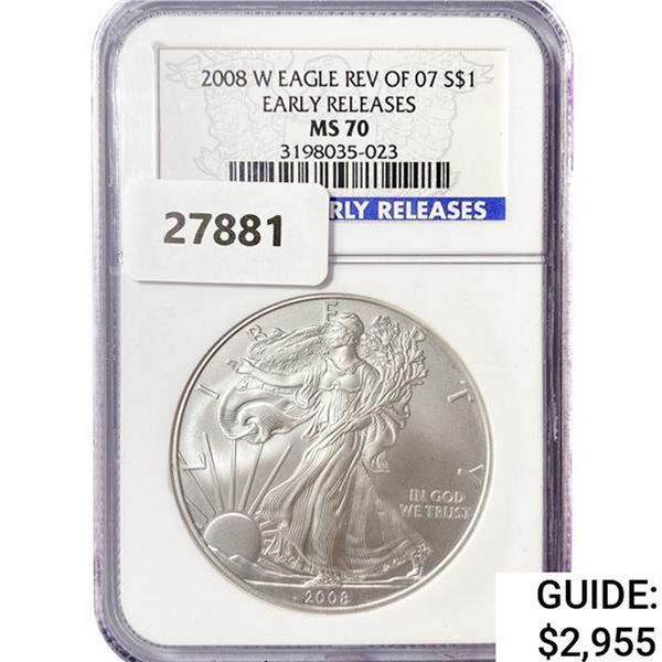 2008-W Rev 07 American 1oz Silver Eagle NGC MS70