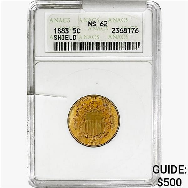 1883 Shield Nickel ANACS MS62
