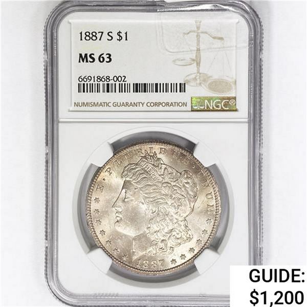 1887-S Morgan Silver Dollar NGC MS63