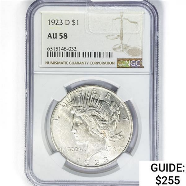 1923-D Silver Peace Dollar NGC AU58