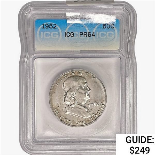 1952 Franklin Half Dollar ICG PR64