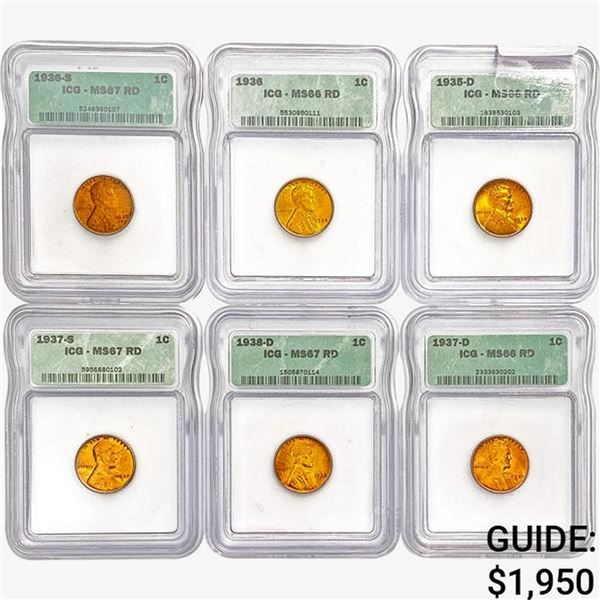 [20] 1935-1952 Wheat Cent ICG MS66/67 RD