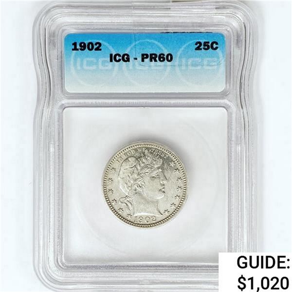1902 Barber Quarter ICG PR60
