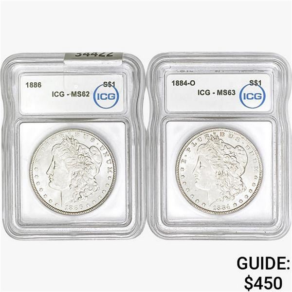[2]1884-1886 Morgan Silver Dollar ICG MS62-63
