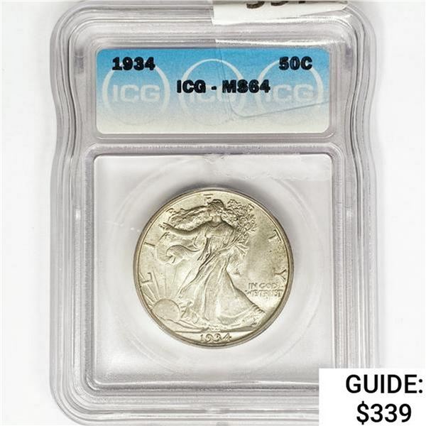 1934 Walking Liberty Half Dollar ICG MS64
