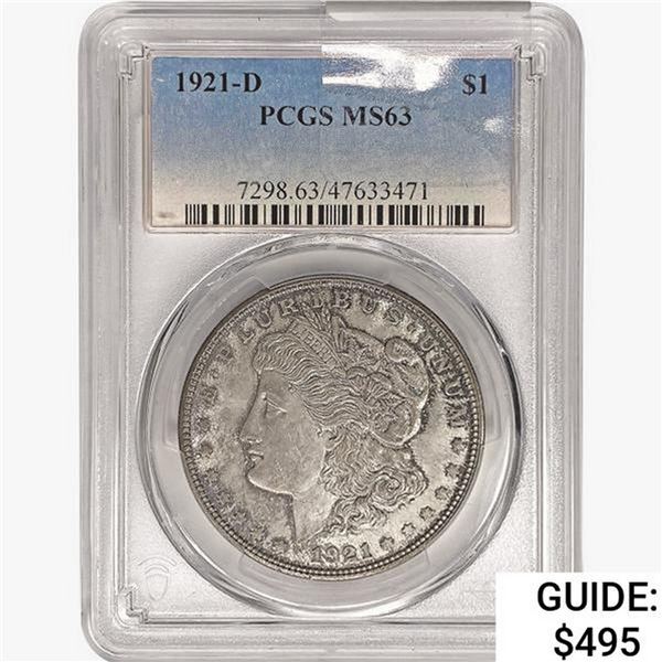 1921-D Morgan Silver Dollar PCGS MS63