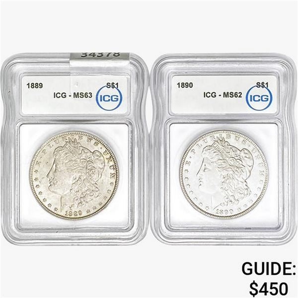 [2]1889-1890 Morgan Silver Dollar ICG MS62-63