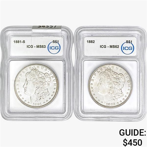 [2]1881-1882 Morgan Silver Dollar ICG MS62-63